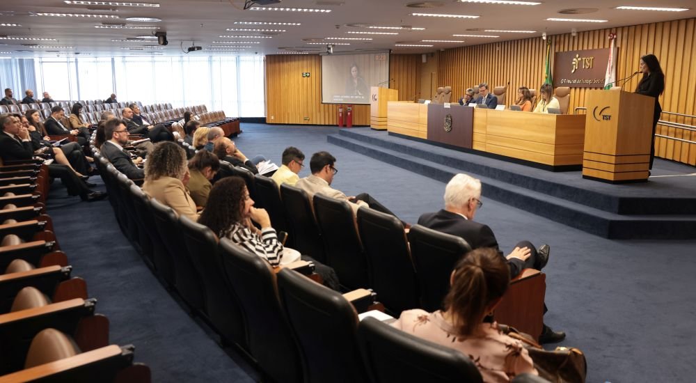 Mesa e expositores da audiência pública